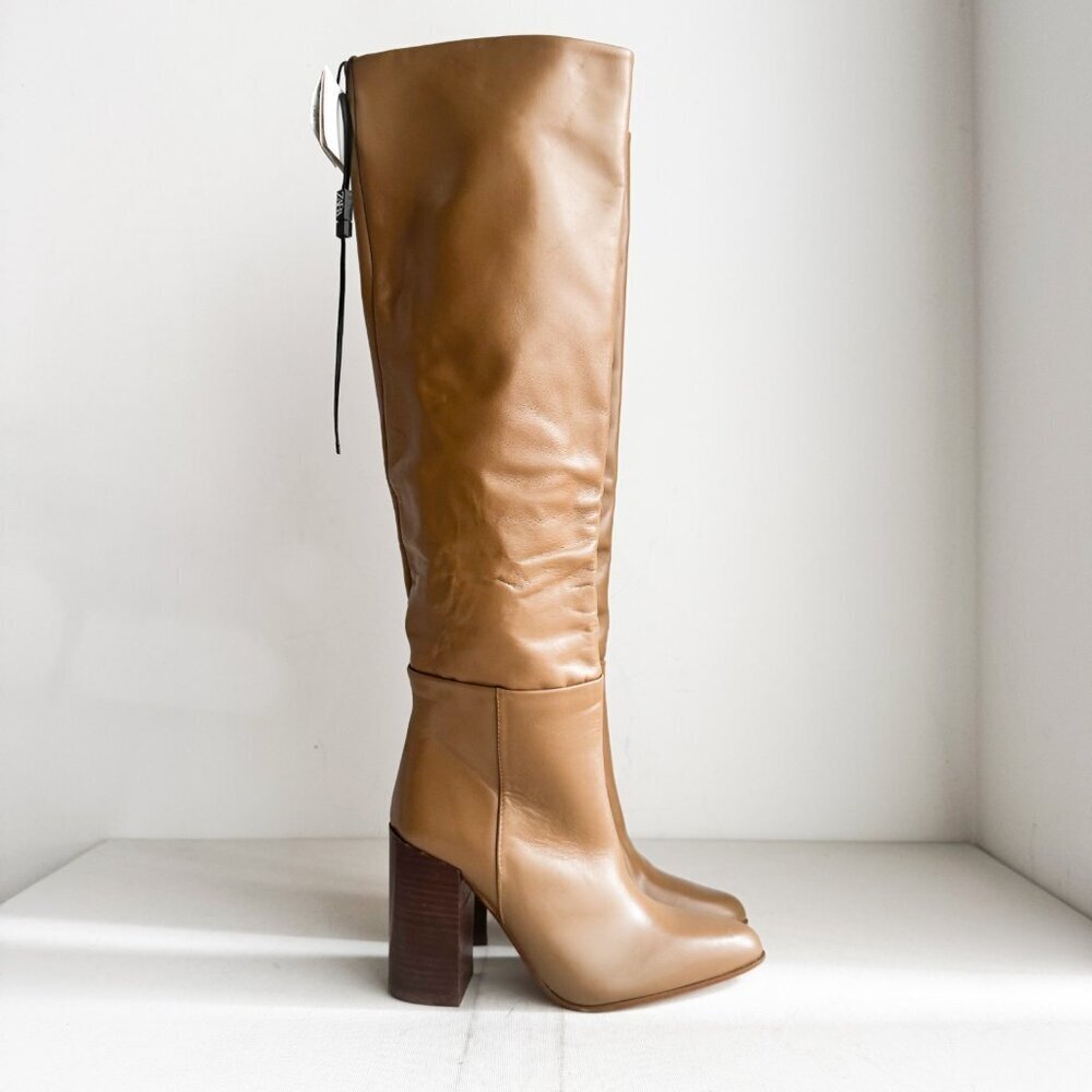 Zara Camel  Beige Leather Knee high Boots 35